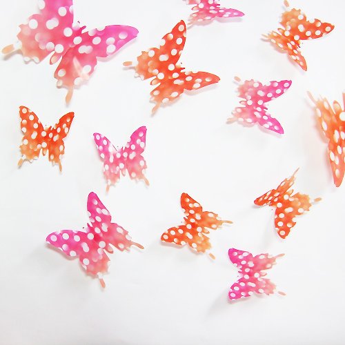 iINDOORS英倫家居 iINDOORS 3D點點控蝴蝶 12入/組 當代裝置藝術 壁飾 壁貼