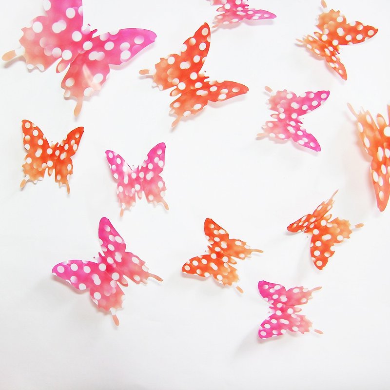 iINDOORS 3D點點控蝴蝶 12入/組 當代裝置藝術 壁飾 壁貼 - 壁貼/牆壁裝飾 - 塑膠 多色