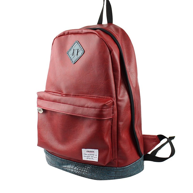 AMINAH-Red Backpack[am-0286] - Backpacks - Faux Leather Red
