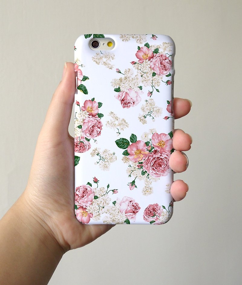 white floral rose 3D Full Wrap Phone Case, available for  iPhone 7, iPhone 7 Plus, iPhone 6s, iPhone 6s Plus, iPhone 5/5s, iPhone 5c, iPhone 4/4s, Samsung Galaxy S7, S7 Edge, S6 Edge Plus, S6, S6 Edge, S5 S4 S3  Samsung Galaxy Note 5, Note 4, Note 3,  Note - อื่นๆ - พลาสติก 