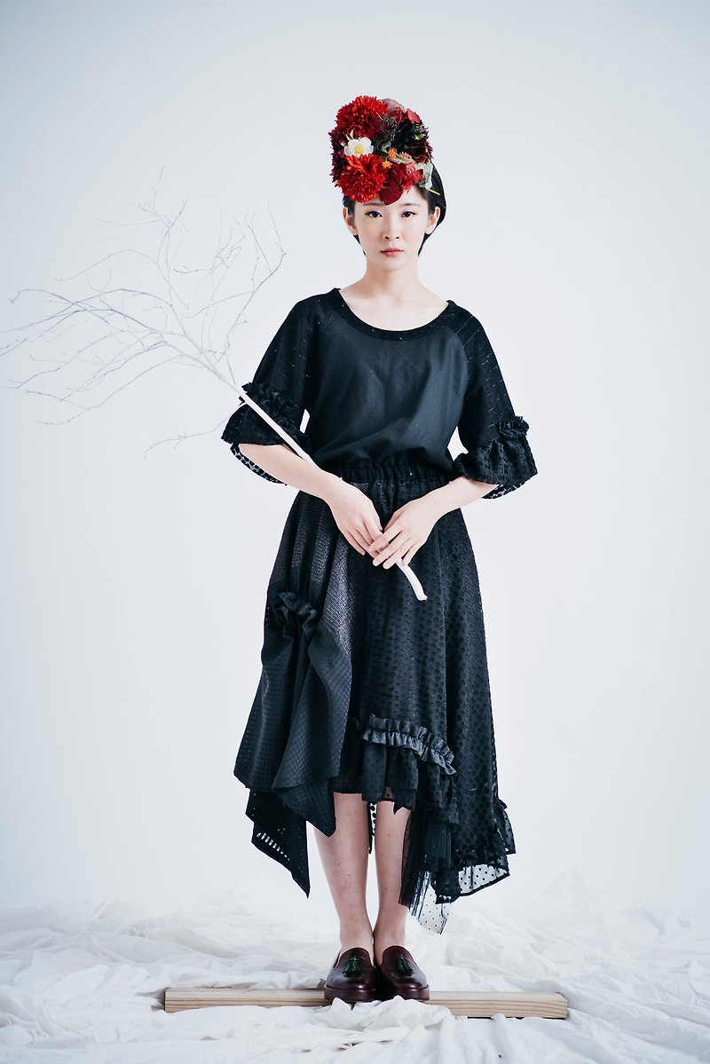 moi non plu 黑穗珊瑚洋裝 - 洋裝/連身裙 - 其他材質 黑色