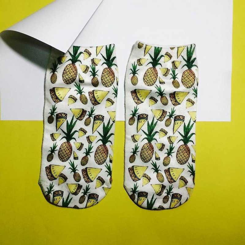 Summer Fruit socks - Pineapple - ถุงเท้า - ผ้าฝ้าย/ผ้าลินิน 
