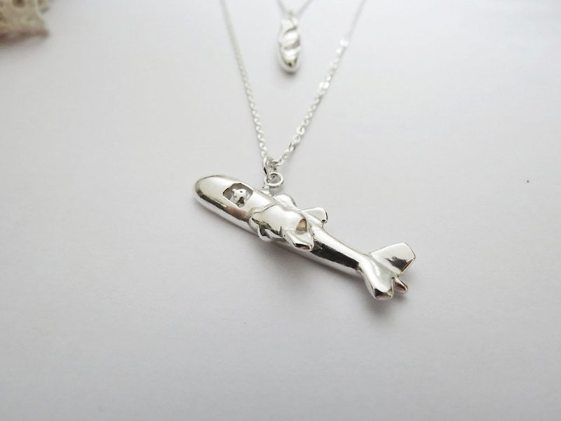 Travel to France - on the plane (silver necklace) - C percent handmade jewelry - สร้อยคอ - เงินแท้ สีเงิน