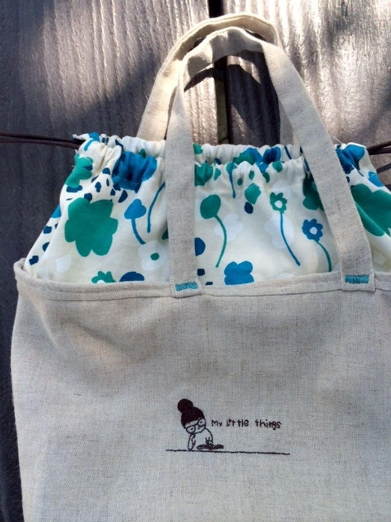 My little things- bucket bag - cotton cloth - Toiletry Bags & Pouches - Thread Khaki