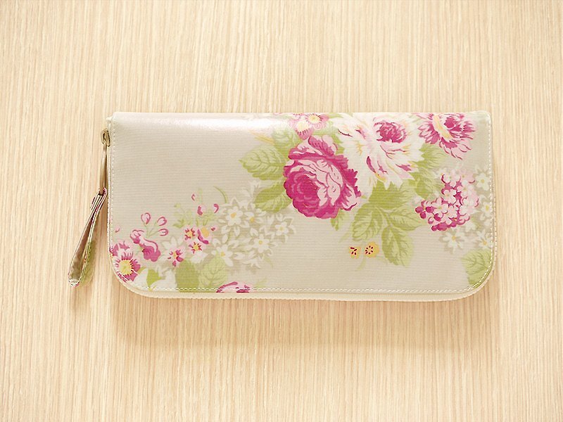 【Mother's Day】Imagination of tangerine flowers. Waterproof long clip/wallet/wallet/coin purse - Wallets - Other Materials Khaki