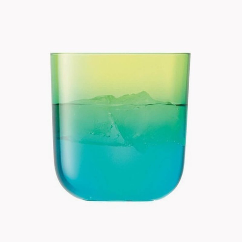 420cc 【Letter can be tapered handmade cup】 (Sicilian yellow-green) British LSA Mezzo Glass Stained glass lettering cup - Bar Glasses & Drinkware - Glass Green
