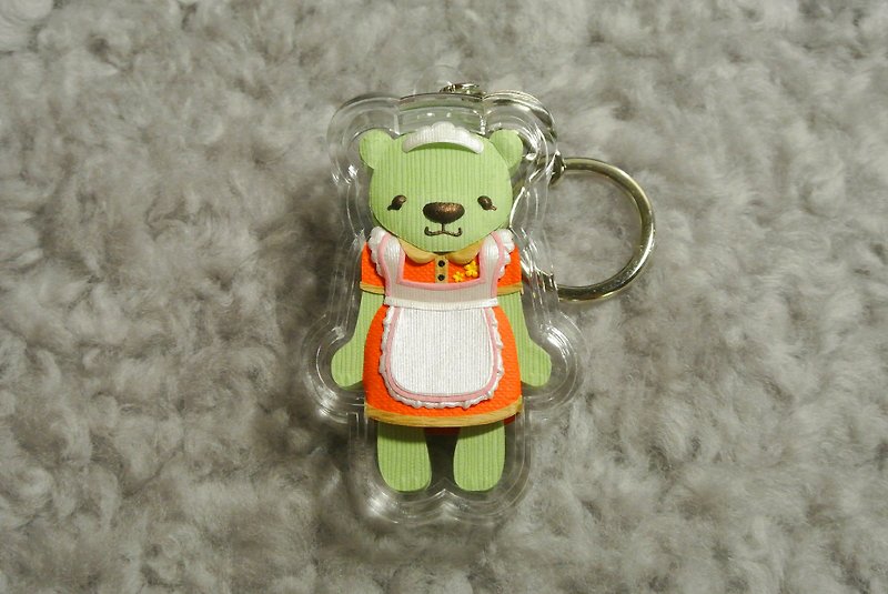 Dumpy Bear Cubs paper sculpture Charm NO.10 - Keychains - Paper Green