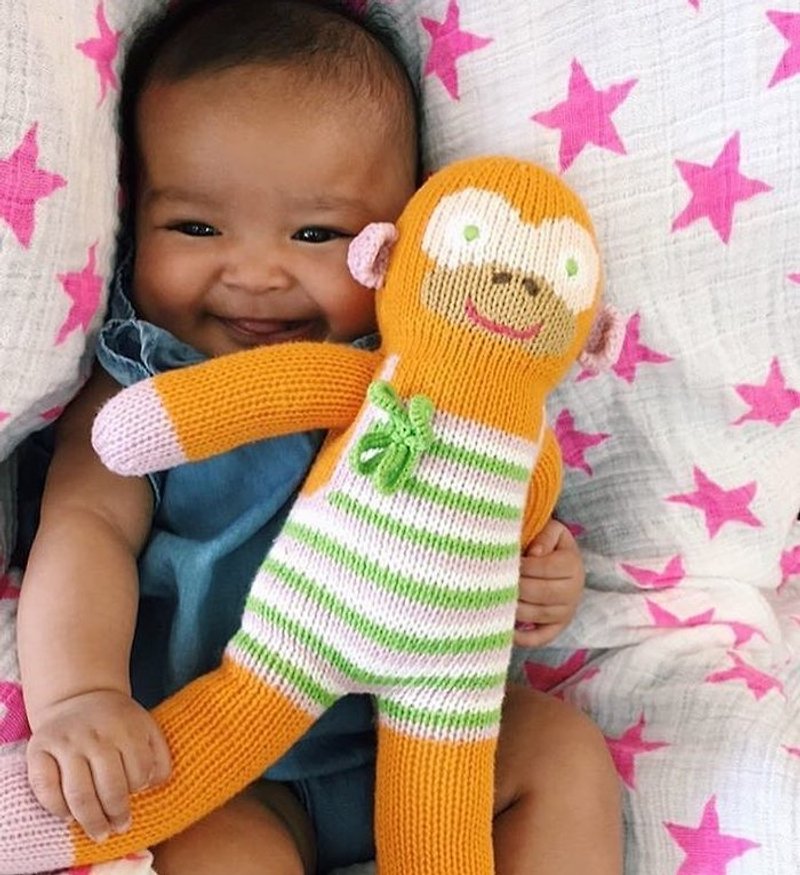 American Blabla Kids | Cotton Knit Doll (Big Only) - Orange Lucky Monkey 1-05-023 - Kids' Toys - Cotton & Hemp Orange