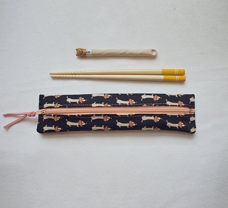 hairmo。臘腸狗拉鍊環保筷套(1) - Chopsticks - Other Materials Blue