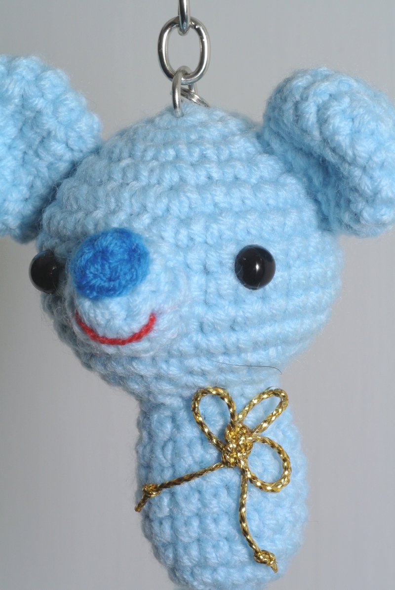 【Knitting】十二生肖系列-鼠兆豐年 - 鑰匙圈/鑰匙包 - 其他材質 藍色