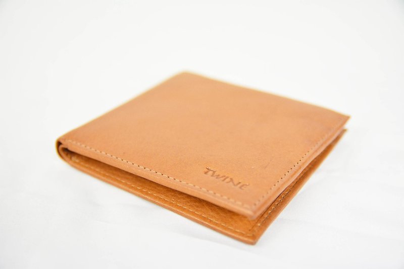 Short brown leather folder _ _ fair trade - กระเป๋าสตางค์ - หนังแท้ สีส้ม