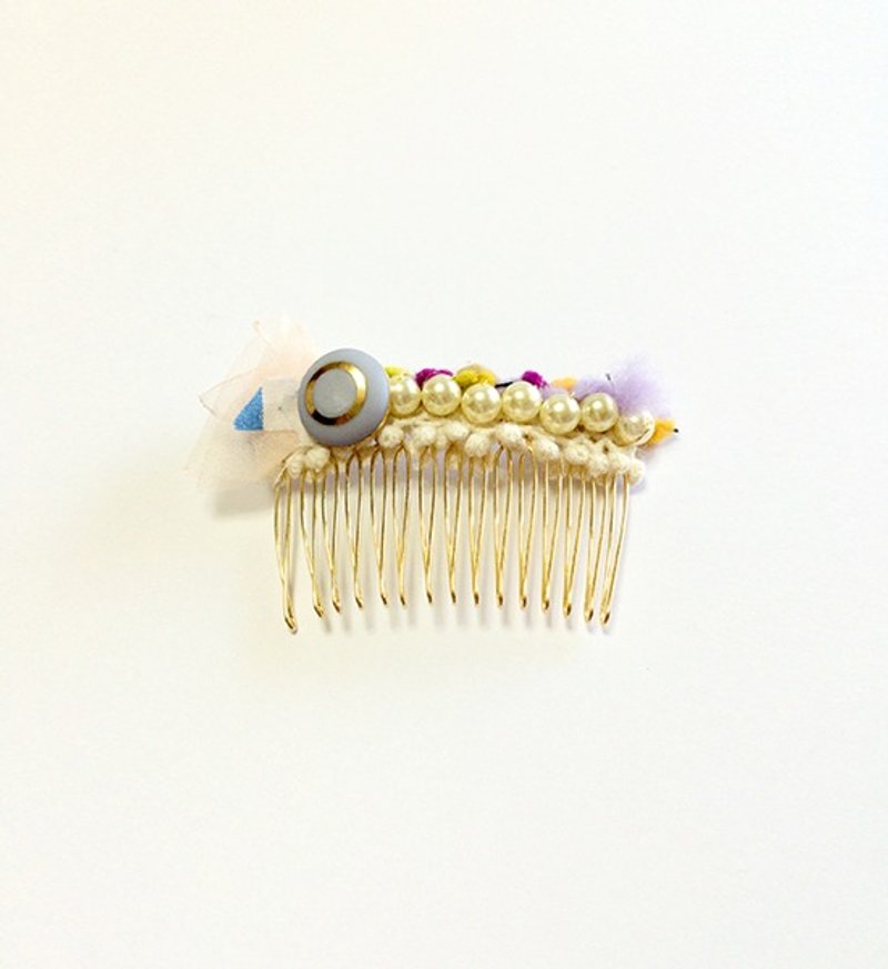 ヴィンテージパールボタンの小さなヘアピン - ネックレス - 金属 ブルー