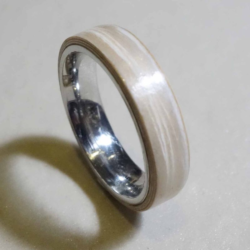 White Maple Steel Ring - แหวนทั่วไป - ไม้ ขาว