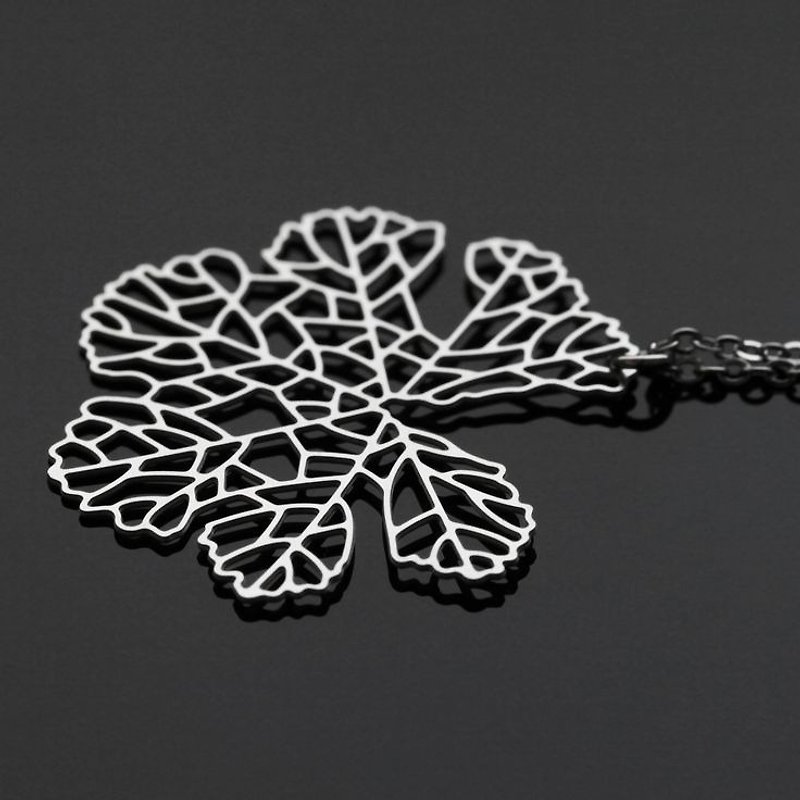 Vein necklace Skeleton Leaf Pendant (S) - Necklaces - Other Metals 