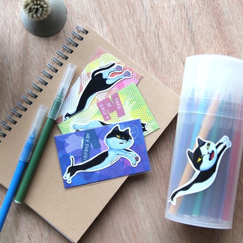 Machi Cat Sticker 麻吉貓系列-防水抗UV貼紙 (單張) - 貼紙 - 紙 多色