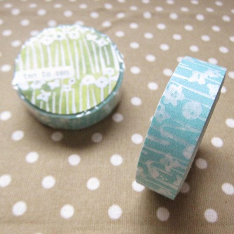 Kurashiki artistic conception and paper tape [flowers - blue and green (26533-10)] - Washi Tape - Paper Blue