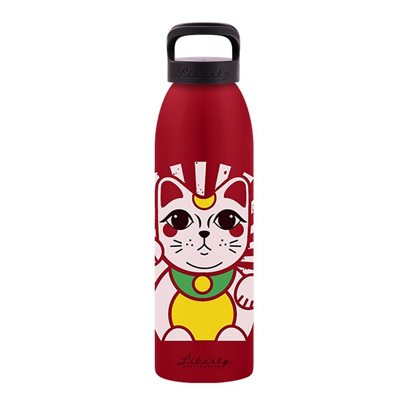 Liberty American-made ultra-lightweight environmentally friendly sports water bottle-700ml-guaranteed lucky cat/single size - กระติกน้ำ - โลหะ สีแดง