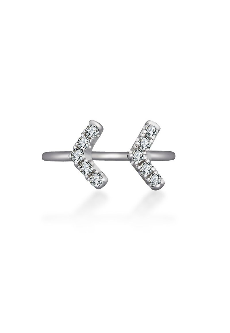 18k Gold Double Arrow Diamond Midi / Pinky Ring - แหวนทั่วไป - เครื่องเพชรพลอย ขาว