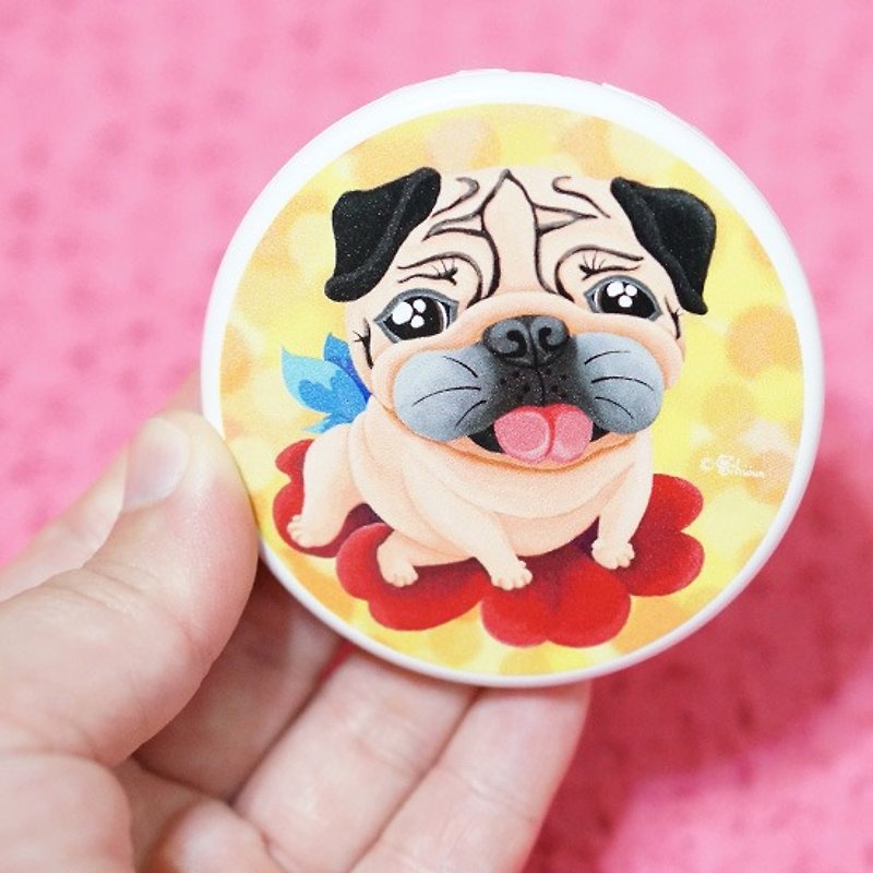 Pug Pocket Mirror-I can fly! - Makeup Brushes - Plastic White
