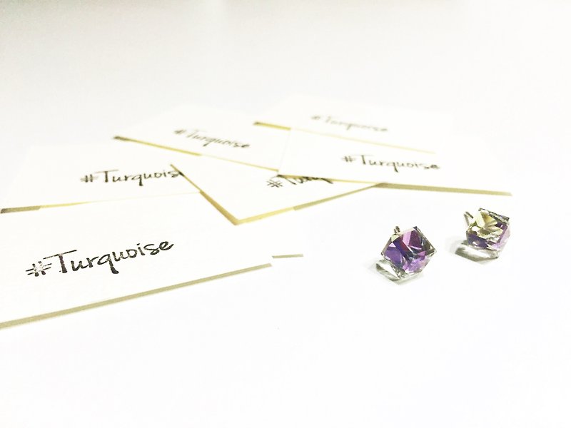 Love pink purple / pink purple swarovski / earrings ear acupuncture allergy - Earrings & Clip-ons - Other Metals 