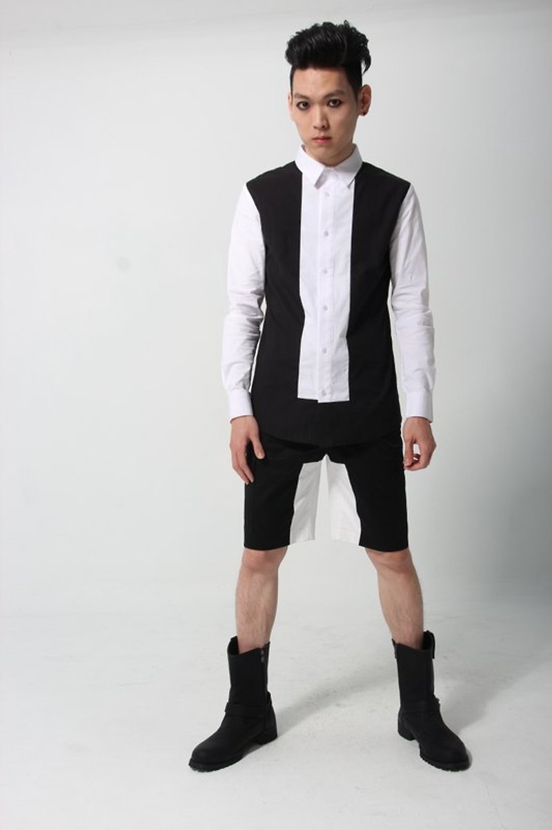Sevenfold Letter H Short - กางเกงขายาว - ผ้าฝ้าย/ผ้าลินิน สีดำ