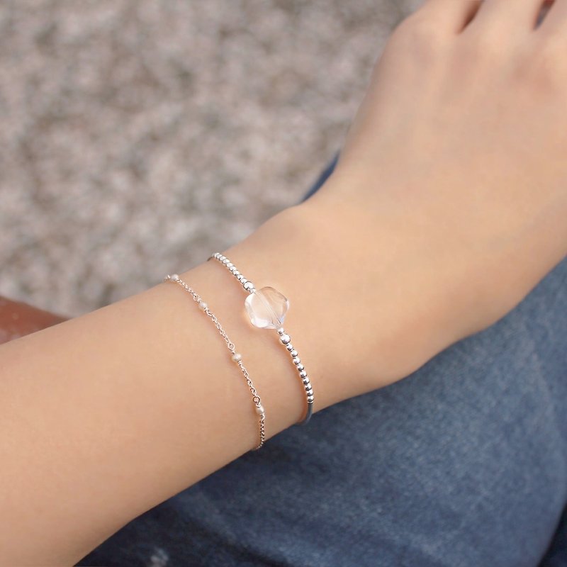 *hippie* Pure│Swarovski & White Crystal Versatile Sterling Sliver Bracelet - Bracelets - Other Materials White