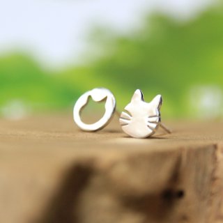 Sterling Silver  Stud Earrings / Cat &amp;amp; Meow / Asymmetric