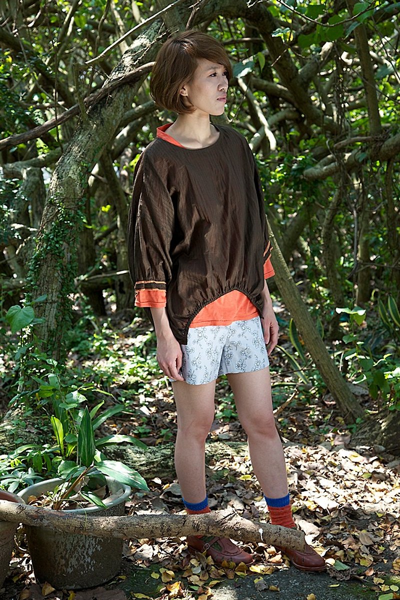 & by tan&luciana . Flower print shorts-special price - กางเกงขายาว - ผ้าฝ้าย/ผ้าลินิน สีเทา