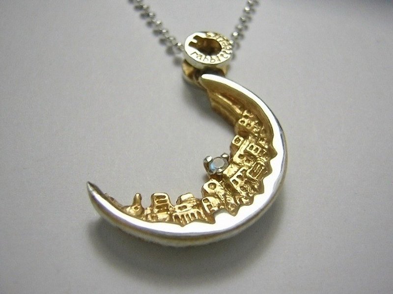 cookie moon ( crescent moon sterling silver gold-plated 餅乾 饼干 月 兔 衢 街 垂飾 鍍金 銀 ) - Necklaces - Sterling Silver Gold
