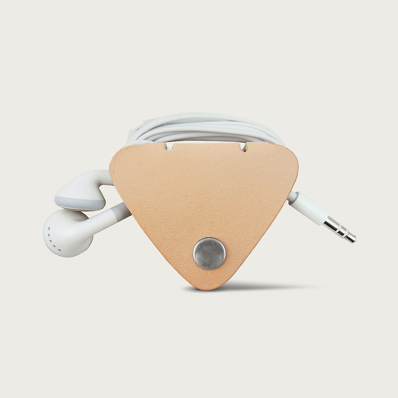 LINTZAN "真皮手工製作" 耳機集線器/皮革收納套 -- 原皮色 - 耳機/藍牙耳機 - 真皮 橘色