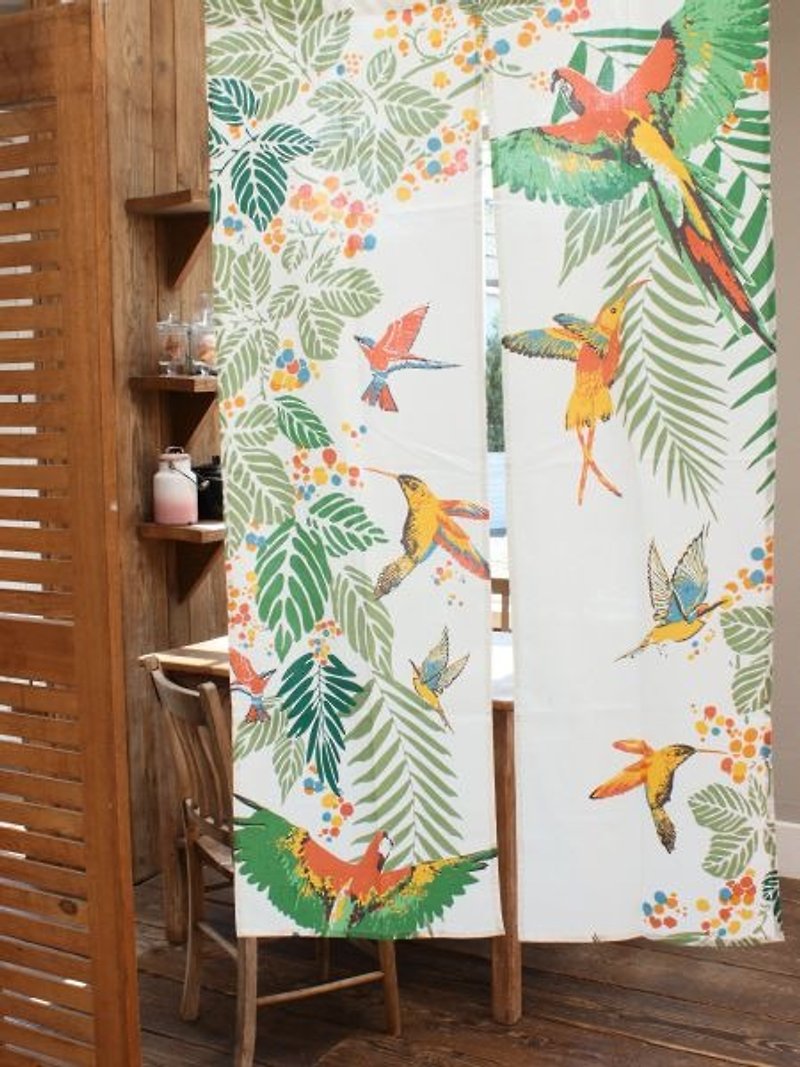 ☆ ☆ curtain tropical jungle bird (blue-green) - Items for Display - Cotton & Hemp Multicolor