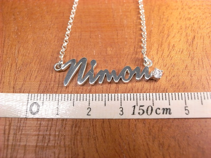 "Ermao Silver" letters made sterling silver necklace (plus drilling section) - Necklaces - Other Metals 