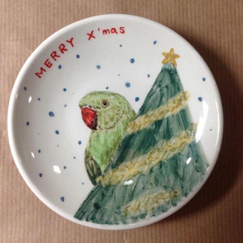 99 and Christmas Tree-Christmas Hand-painted Small Dish - Small Plates & Saucers - Other Materials Green