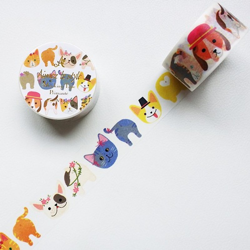 Aimez le style 28mm and paper tape (05014 cats & dogs) - Washi Tape - Paper Multicolor