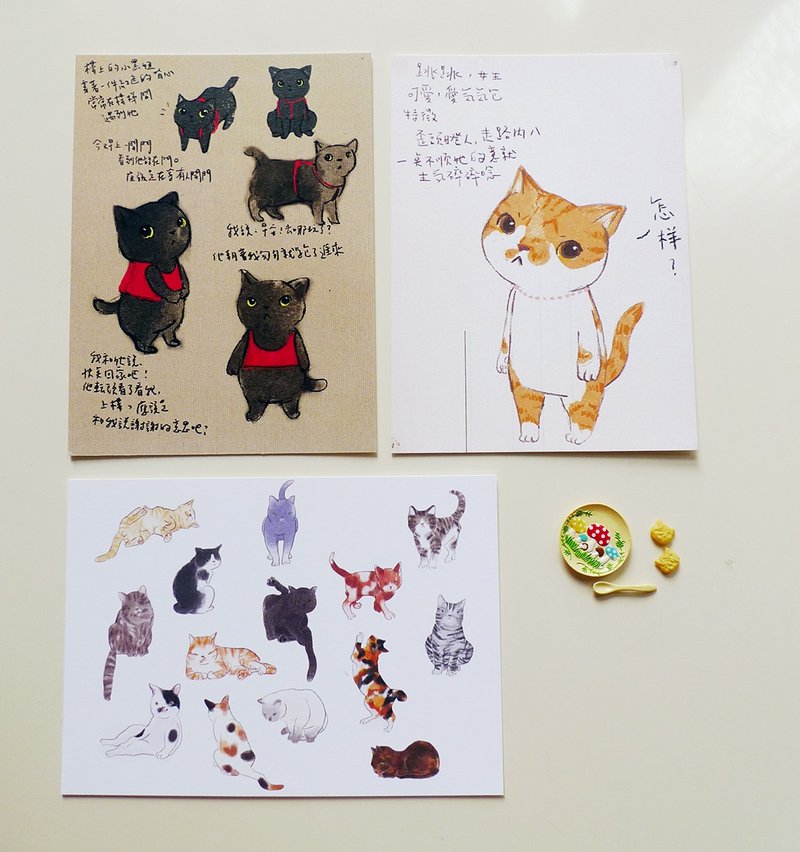 明信片套組-貓的123 - 卡片/明信片 - 紙 白色