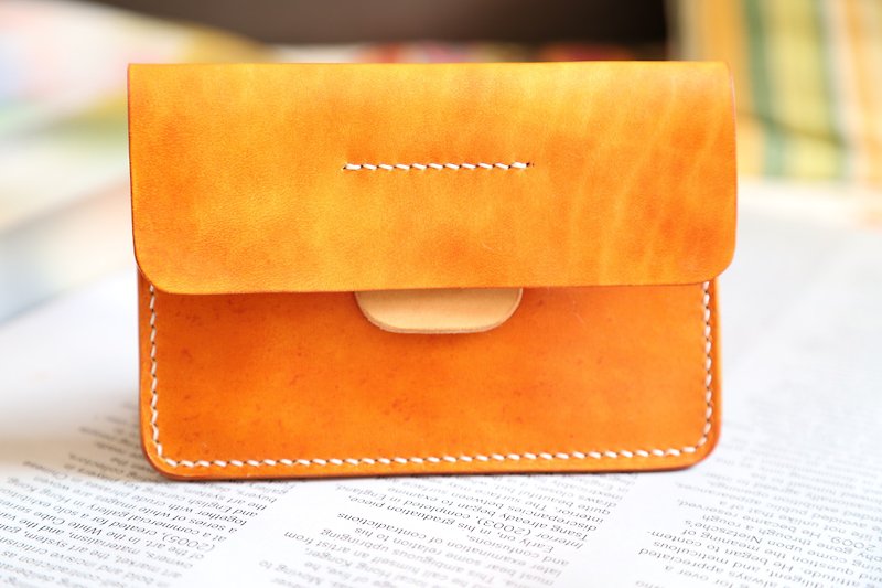 Italy imported vegetable tanned retro stained passport bag card bag coin purse - กระเป๋าใส่เหรียญ - หนังแท้ 