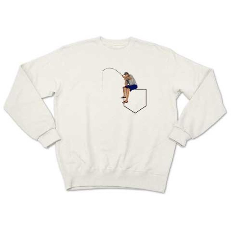 Pocket fishing (sweat white) - เสื้อยืดผู้ชาย - วัสดุอื่นๆ 