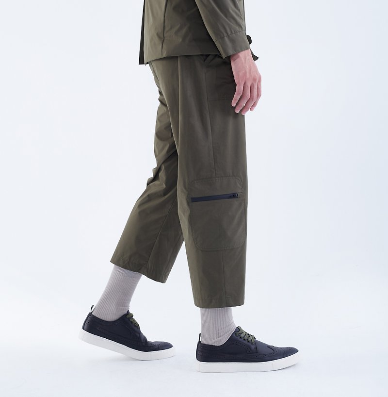 TRAN - windbreaker function pants - กางเกงขายาว - เส้นใยสังเคราะห์ สีเขียว