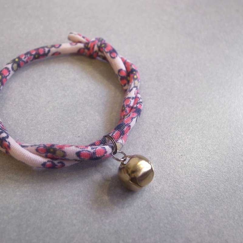 北歐棉布日本犬貓頸圈 項圈(可調式)--粉花(安全扣項圈) - 項圈/牽繩 - 其他材質 粉紅色