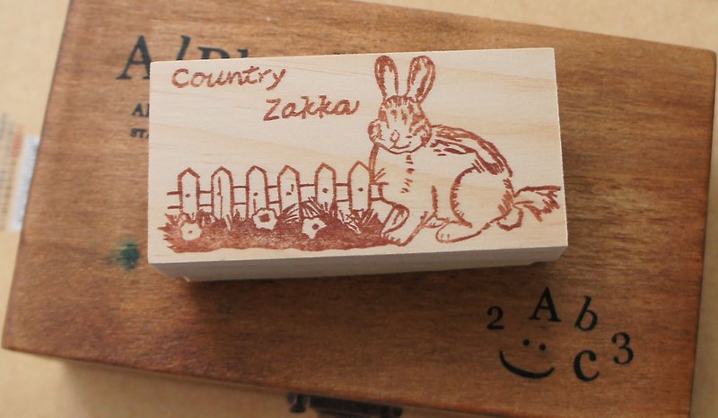 My Apple Dan~ Country Bunny Hand-engraved Seal - ตราปั๊ม/สแตมป์/หมึก - ยาง สีเขียว