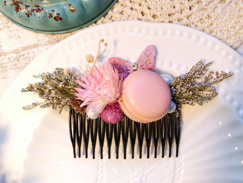 [Sis. Lica & bud. Beautiful wedding series] dried flower bridal jewelry wedding Macaron wonderful outdoor photo - Hair Accessories - Plants & Flowers Pink