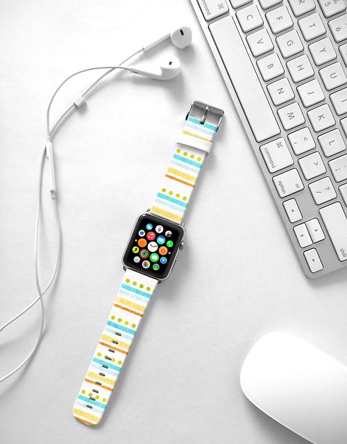 Freshion Apple Watch Series 1 , Series 2, Series 3 - Apple Watch 真皮手錶帶，適用於Apple Watch 及 Apple Watch Sport - Freshion 香港原創設計師品牌 - 薄荷綠部落圖紋 22