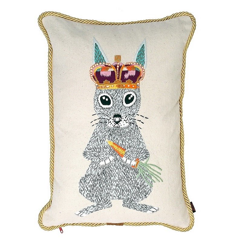 GINGER │ Denmark and Thailand design - two Wonderland rabbit pillow cushions - Pillows & Cushions - Cotton & Hemp White