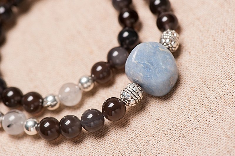 [Woody'sHandmade] claims. Blue crystal obsidian bracelet. - Bracelets - Gemstone Blue