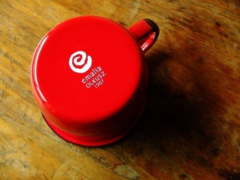 emalia OLKUSZ Poland 250ml red enamel mug / coffee edge - แก้วมัค/แก้วกาแฟ - โลหะ สีแดง
