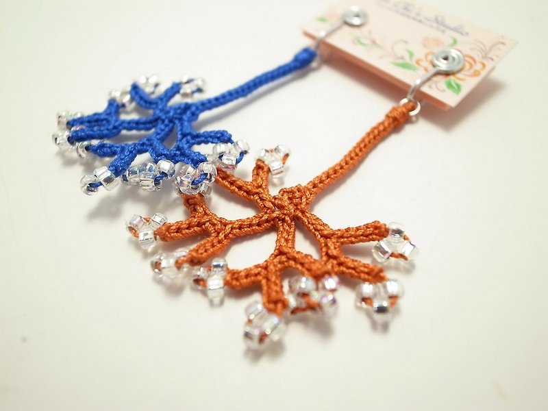 Crochet Lace Jewelry (Bough I-b) Fiber Jewelry, Clip Earrings - Earrings & Clip-ons - Cotton & Hemp Multicolor