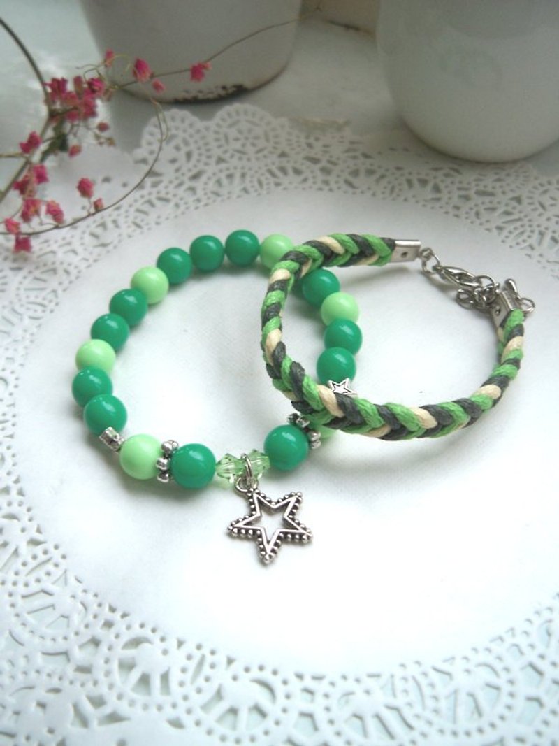 Star Xiangxi bracelet - green -2 article - สร้อยข้อมือ - วัสดุอื่นๆ สีเขียว