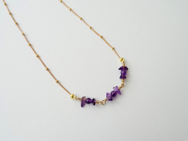 ::豐收的季節:: 紫水晶野漿果黃銅項鍊 / 鎖骨鍊 - 鎖骨鍊 - 寶石 紫色