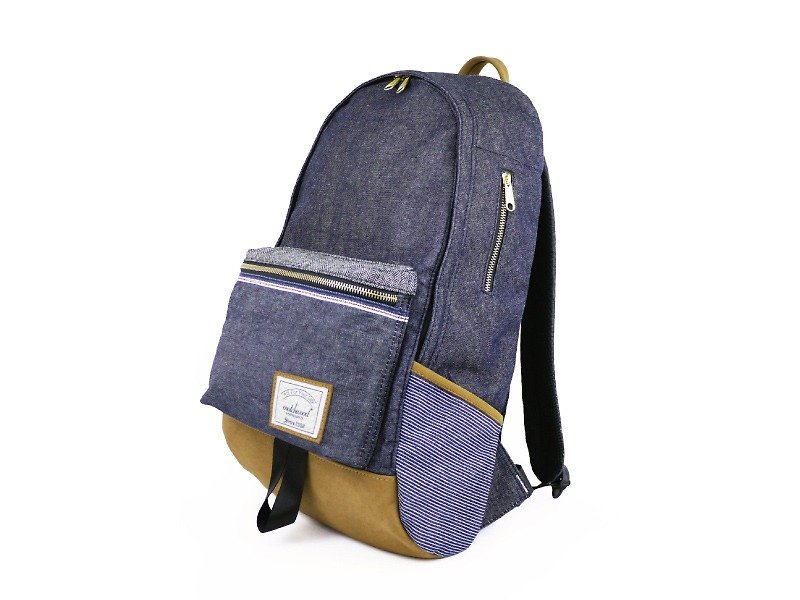 Matchwood Infantry Waterproof Laptop Backpack Travel Bag Hiking Bag Backpack 17-inch Laptop Sandwich Denim - กระเป๋าเป้สะพายหลัง - วัสดุอื่นๆ สีน้ำเงิน