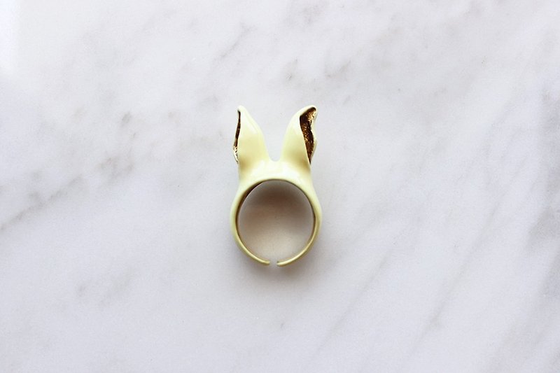 黃色兔子耳朵戒指 - 戒指 - 銅/黃銅 黃色